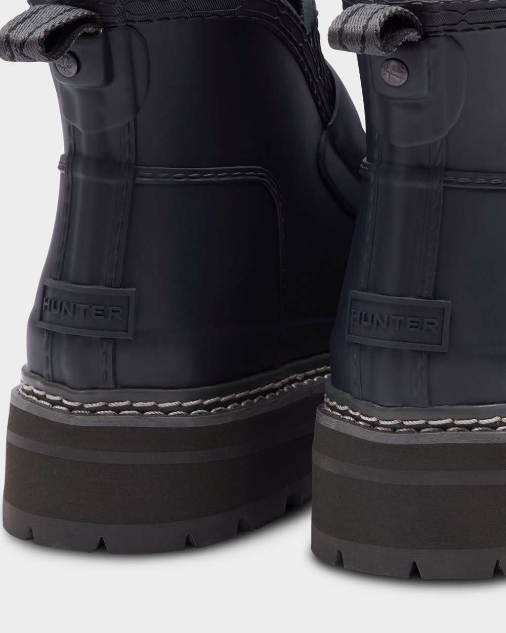 Botas Chelsea Hunter Feminina Azul Marinho - Refined Stitch Detail Loafers - 80KASBMWU